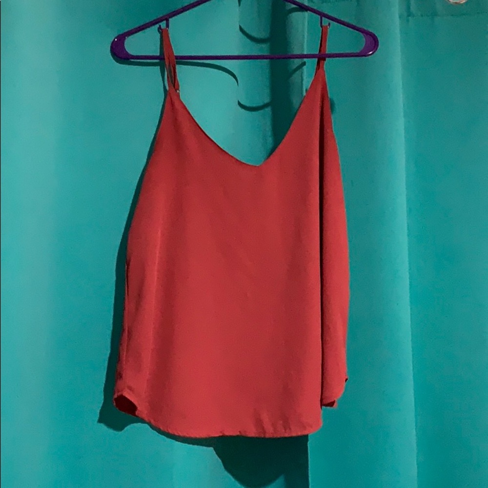 Red Sheer Flowy Tank Top